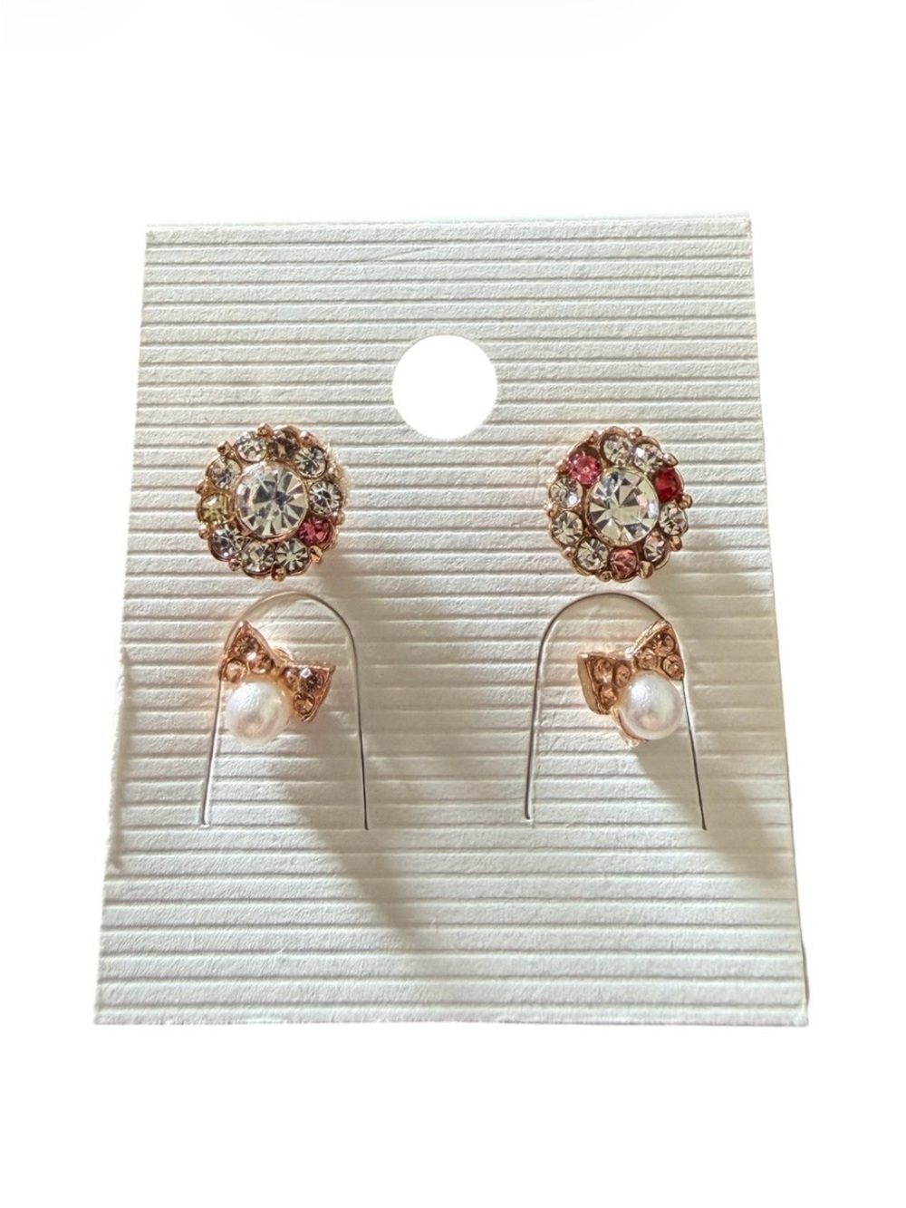 Rose Gold Mini Bow Stud Earrings Set